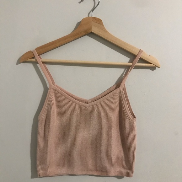 Pink knit v-neck crop top - Picture 2 of 2